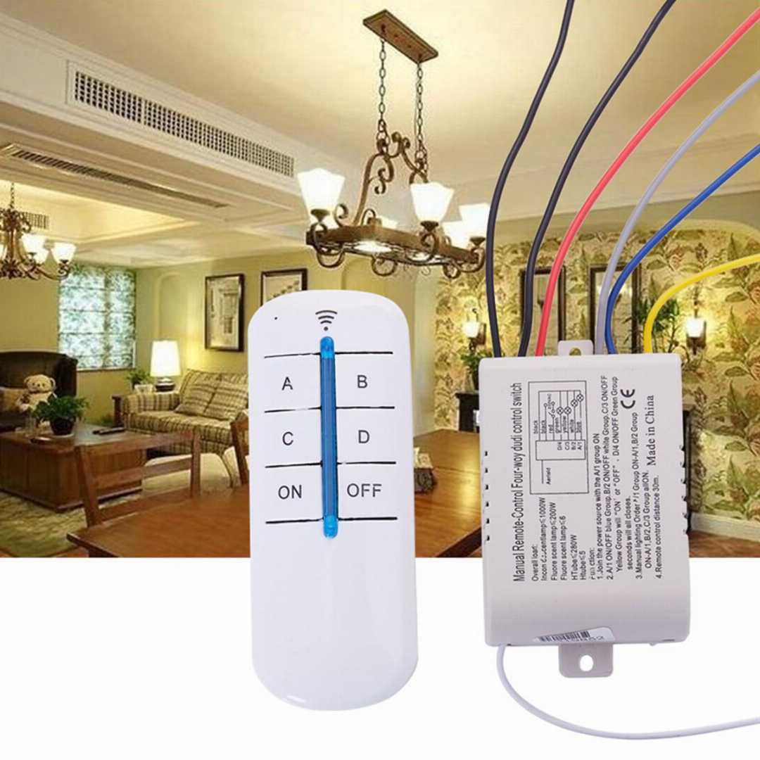 Smart,4-Way,220V,Digital,Light,Switch,with,RF,Remote,Control,-,Wireless,Wall,Switch,for,Easy,ON/Off,Suitable