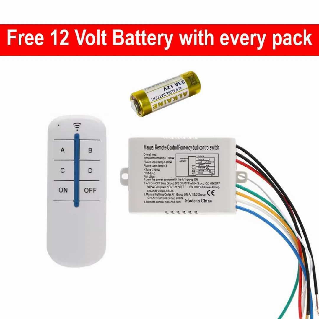 Smart,4-Way,220V,Digital,Light,Switch,with,RF,Remote,Control,-,Wireless,Wall,Switch,for,Easy,ON/Off,Suitable